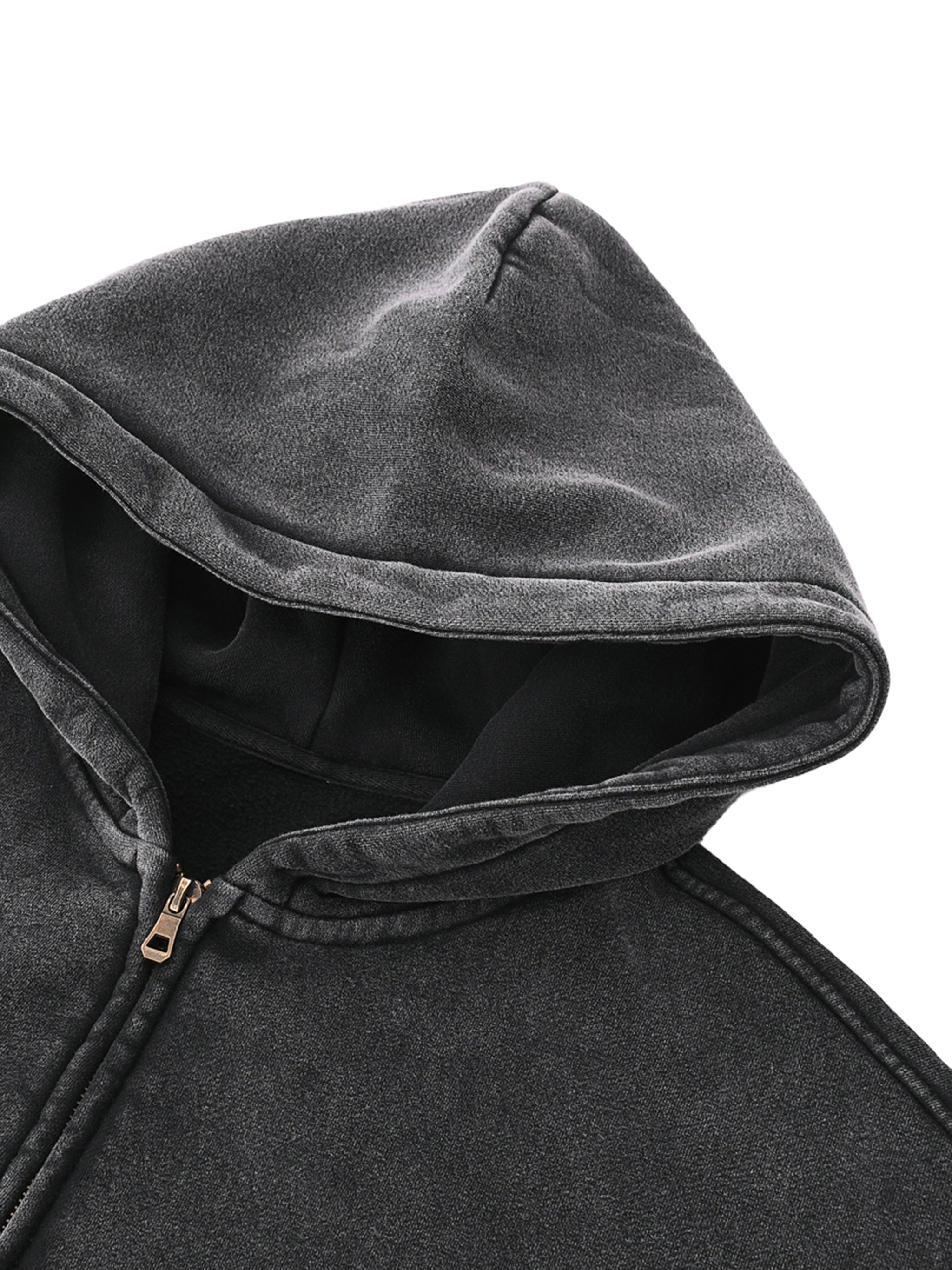 Hooded zipper jacket,Cotton-polyester jacket,Daily wear,Zipper closure,washed effect