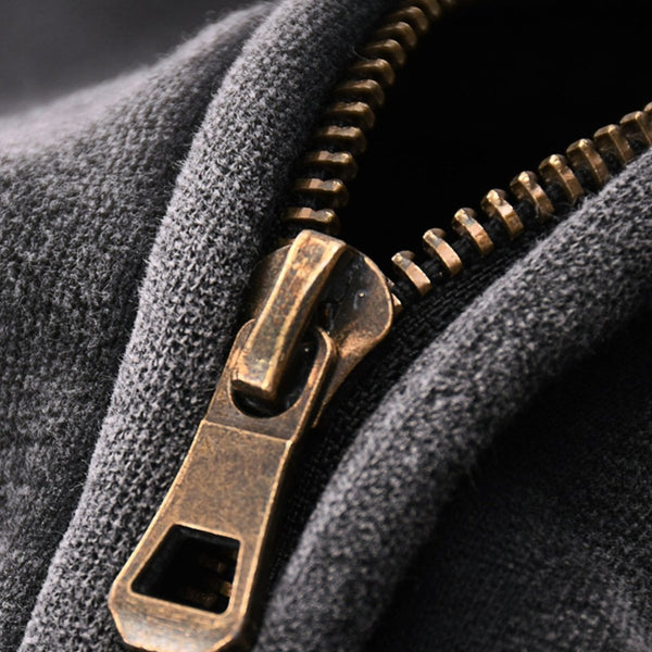 Hooded zipper jacket,Cotton-polyester jacket,Daily wear,Zipper closure,washed effect